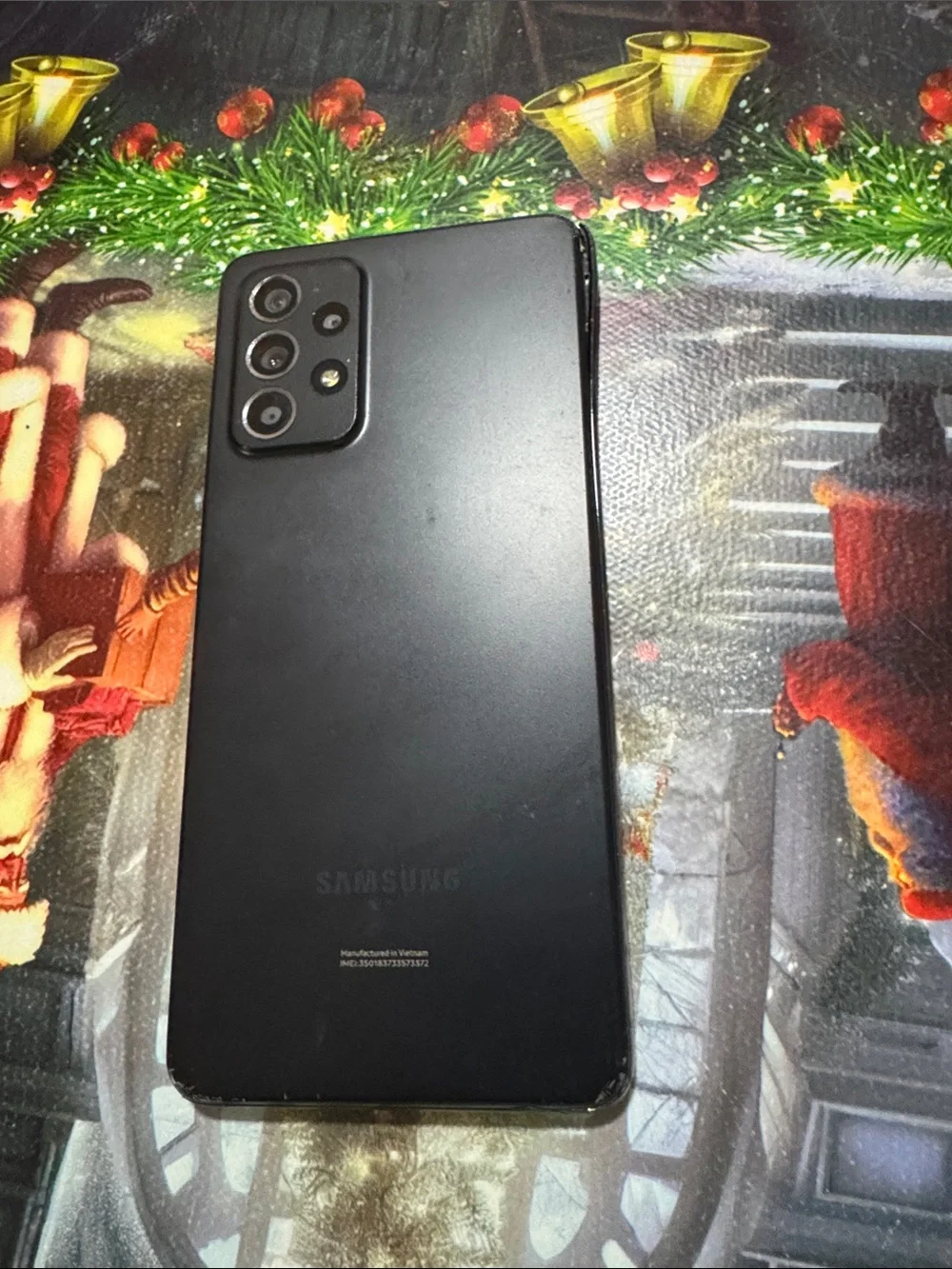 Samsung Black Android Smartphone with White PIN Screen